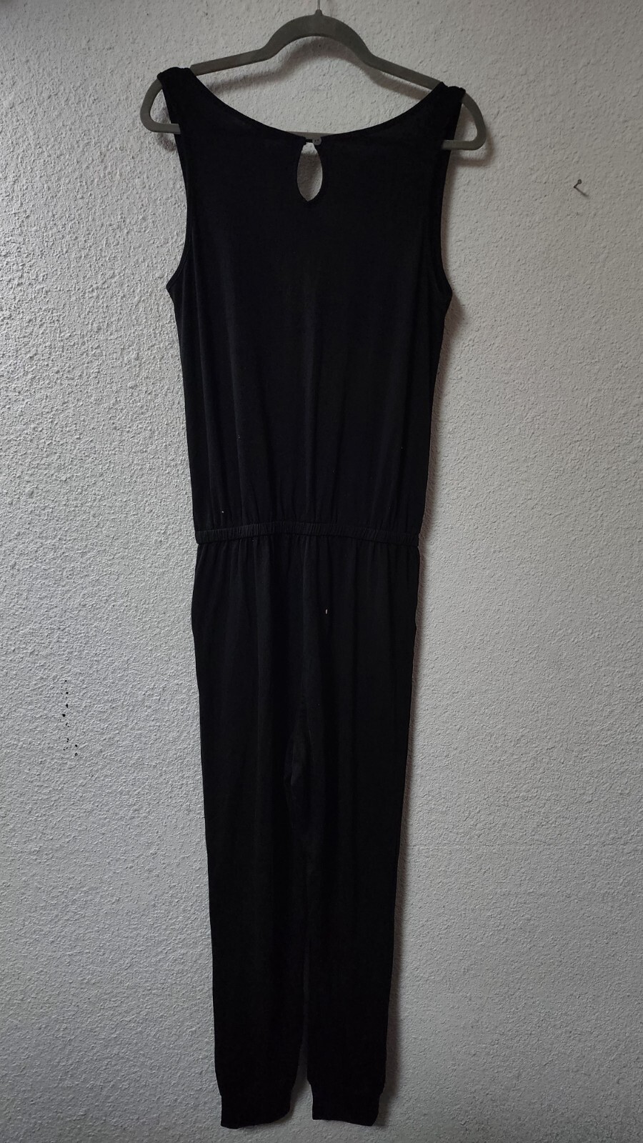 Women Casual Sleeveless Rompers Drawstring Elastic Waist Skinny Jumpsuit,Black,M