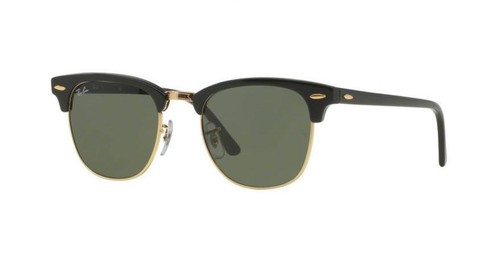 RAY-BAN CLUBMASTER SUNGLASSES | 51 MM | BLACK / G-15 CRYSTAL GREEN RB3016 W0365 - Picture 1 of 5