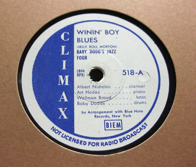 BABY DODD'S JAZZ FOUR Winin' Boy Blues / Careless Love CLIMAX (896) BLUE NOTE