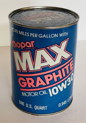Mopar Max Graphite Motor Oil Full Quart Can 10-30 Weight, Chrysler Corp. 1970’s - Picture 11 of 11