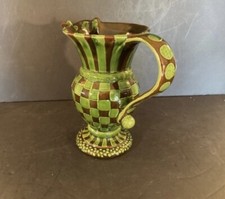 New MacKenzie Childs Wittika Large Gorgeous Green Pickle Pitcher Display