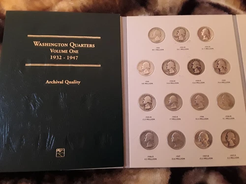 1932-1947 AVG-UNC WASHINGTON SILVER QUARTERS 41 COINS