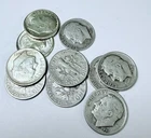 LOT OF  10 ROOSEVELT SILVER DIMES 90% SILVER ALL 1950's #6379