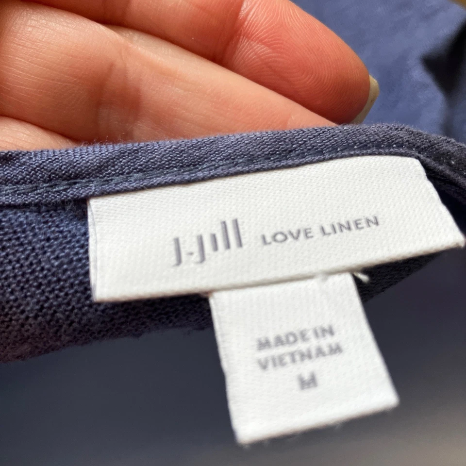 J. Jill Love Linen Size M Blue Tunic 3/4 Sleeve Pintuck Pleat V-neck NWOT - image 4 of 4