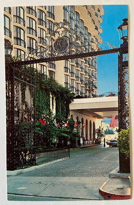 Vintage Beverly Wilshire Hotel Postkarte El Camino echte Einfahrt Beverly Hills