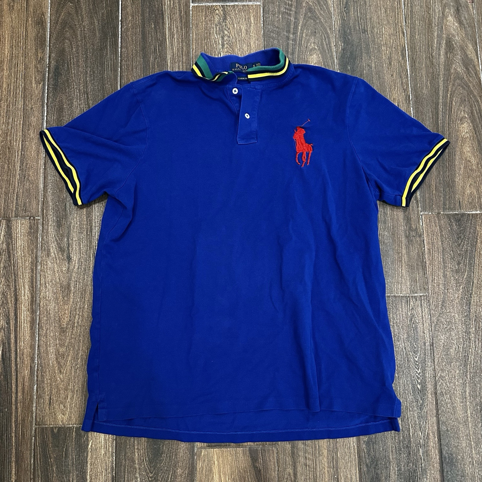 Polo Ralph Lauren Camicia Uomo XXL 2XL Blu Golf Big Pony Vestibilità Classica Preppy