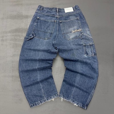 Vintage Southpole Red Tab Script Embroidered Baggy Wide Leg Jeans