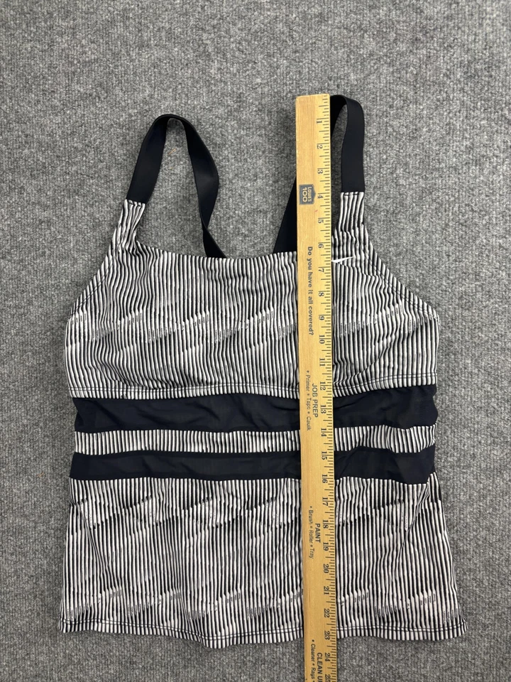 Nike Swim Tankini Top Womens XL Black White Stripe Mesh Crossback NESSB9244 - Image 3 of 4