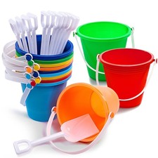 12 Sets Sand Buckets with Shovels for Beach Pails Toys Party Favors Pail Set ...