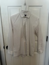 JF J Ferrar Slim Stretch Dress Shirt White Mens M 15-15.5