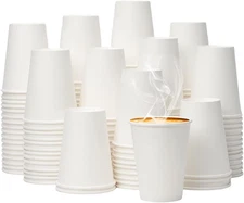 12 Oz 300 Pack Disposable Paper Coffee Cups, Bulk White Hot to Go Cups for Hot C