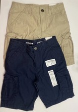 2 Pair Sonoma Goods for Life Cargo Shorts Boys Size 7X Khaki Tan Navy Blue NWT