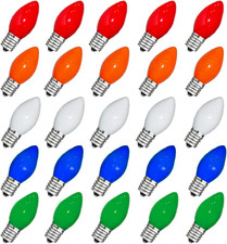 Christmas Light Bulbs C7 Multi-Color Replacement Bulbs  25 Pack  C7 Ceramic Outdo