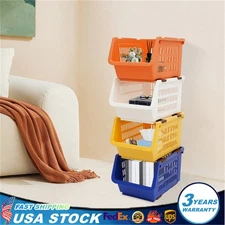 4 PCS Stacking Storage Baskets, Stackable Organizer Baskets, Stackable Bins