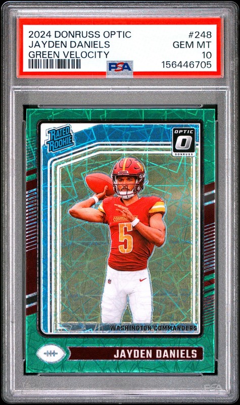 2024 Panini Donruss Optic #248 Jayden Daniels Green Velocity PSA 10