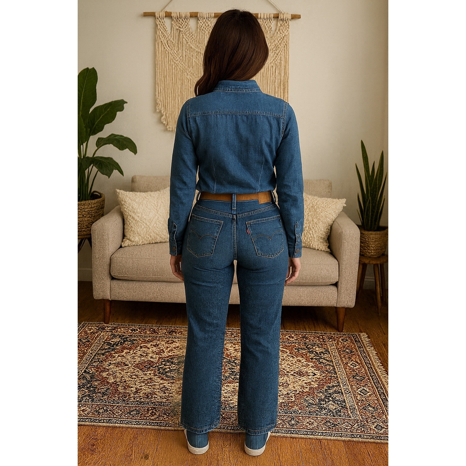 Levi's 550 Women's 12M Bootcut Jeans Blue Boho Crochet Patchwork image 2
