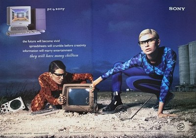 1996 SONY PC Intel Inside Pentium The Future Will Become Vivid Original PRINT AD