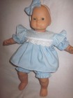 Bitty Baby doll clothes/blue solid and checked dress/bloomers/headband