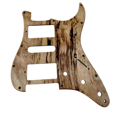Wooden HSH style 11 Hole Electric Pickguard Spalted Maple wood Scratch Plated