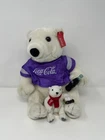 Vintage Coca-Cola Polar Bear Plush Set – Large & Small Bears with Bottles