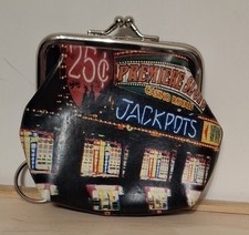 Vintage Rolfs brand genuine leather coin pouch "Vegas Casino Slots"
