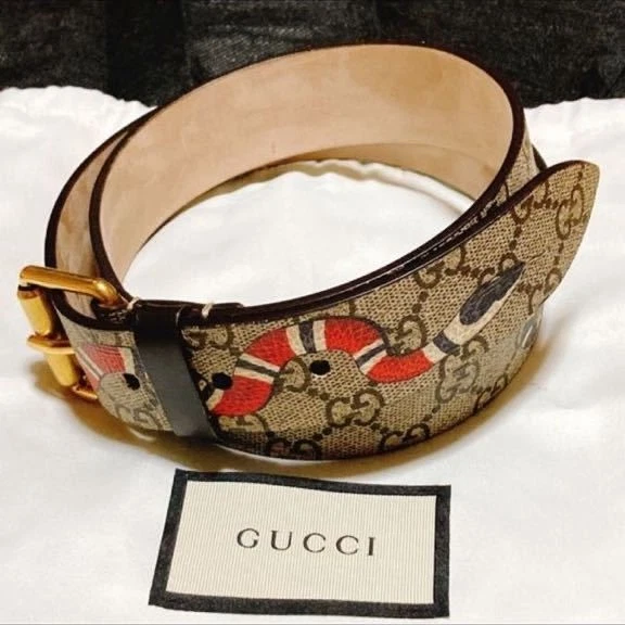 Gucci GG Supreme King Ceinture Serpent 34 Pouces Cuir avec Sac