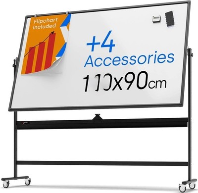 Rollendes magnetisches Whiteboard - große tragbare trocken abwischbare Tafel 120 cm x 90 cm schwarz