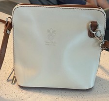 Vera Pelle Made in Italy Beige Leather Small Crossbody Bag Purse NWOT