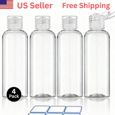 4 PCS Travel Bottles 3.4 Oz TSA Approved Leak Proof Plastic Travel Essentials