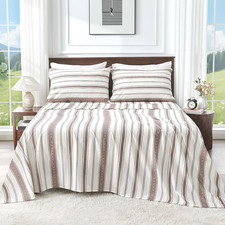 100 Linen Sheets Queen Size,Breathable  Durable 4-Piece Bed Flax Stripes Sheet
