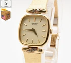 Vintage 1986 [NEAR MINT] SEIKO 1220-5080 Gold 4 Diamond Women Quartz Watch JAPAN