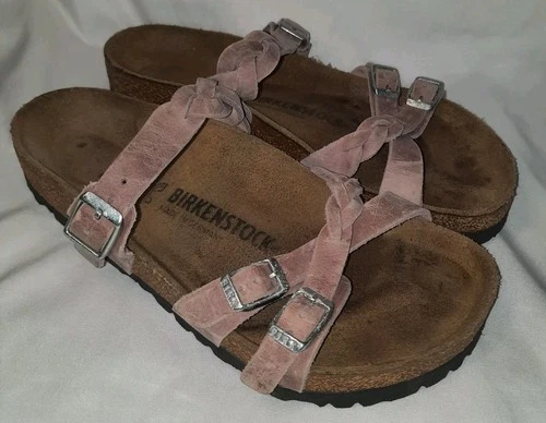 Womens Birkenstock Braided Franca Lavender Slide Sandals Size 38 EU 7 US