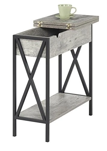 CONVENIENCE CONCEPTS TUCSON ELECTRIC FLIP TOP END TABLE - BARNWOOD/BLACK - Image 4 of 4