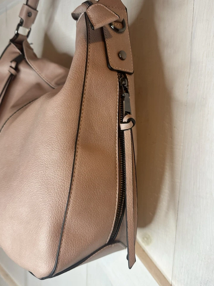 Bolso de Mano Hobo de Cuero Sintético Rosa Polvoriento Suave Realer Correa Incluida 1 Foto 4 de 4