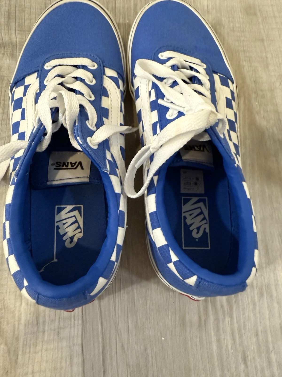 Scarpe a scacchiera VANS bambino taglia 4 5 vecchia scuola blu bianco EUR 36