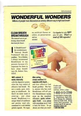 1995 Breath Asure ''Internal Breath Freshener'' Print Ad