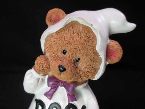 4.25" Figurine Halloween Boo Bear - Ghost with Jack-o-Lantern Candy Bucket - Picture 6 of 6