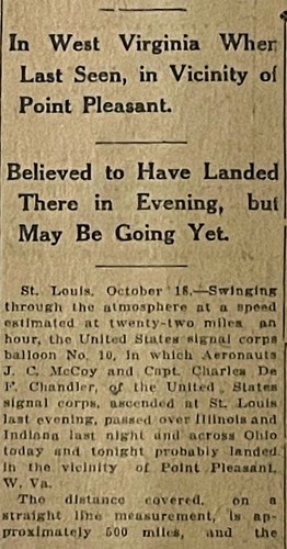 1907 Newspaper - Aeronaut J.C. McCoy Balloon Flies 500 Miles & Wins Lahm Cup - Picture 2 of 3
