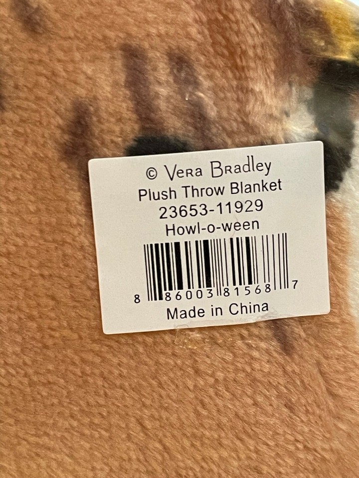 Vera Bradley HOWLOWEEN Dog Throw Fleece Blanket Halloween Spooky