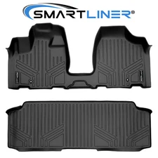 SMARTLINER Floor Mats Liner Set for Caravan / Town Country Bench Seats Black
