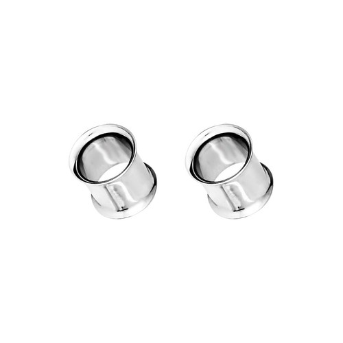 Paire de boucles d'oreilles en acier chirurgical PVD argent double évasement boucles d'oreilles jauges bouchons - Photo 44/108
