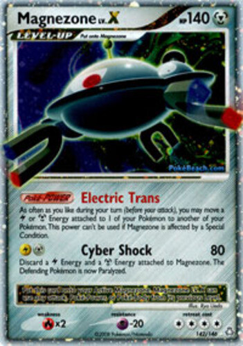 Heavy Play x 1 Magnezone LV.X - 142/146 - Rare Holo Legends Awakened
