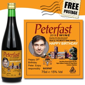 Personalised Buckfast Tonic Wine Label With Photo Birthdays Parties Wedding Ebay