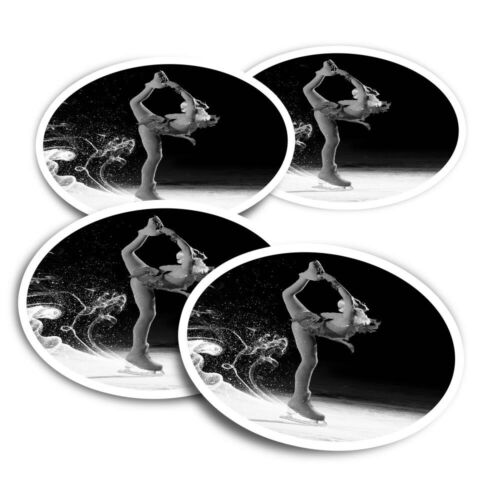 4x Round Stickers 10 cm - BW - Figure Skating Girl Ice Rink  #39080 - Picture 1 of 8
