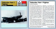 Yakovlev Yak-1 Fighter - 1939-42 - Weapons - WW2 Edito-Service SA 1977 Card