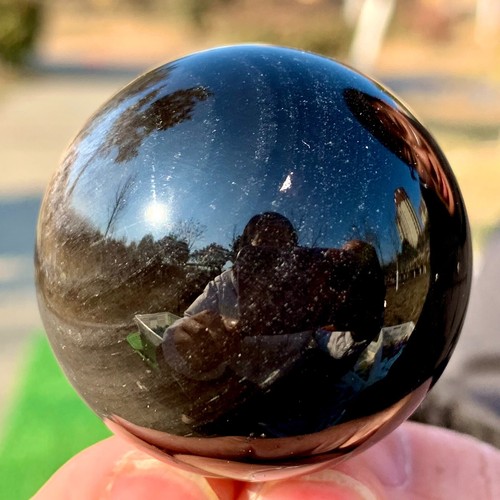 83G Natural Silver Black Obsidian Sphere Quartz Crystal Ball Healing - 第 10/22 張圖片