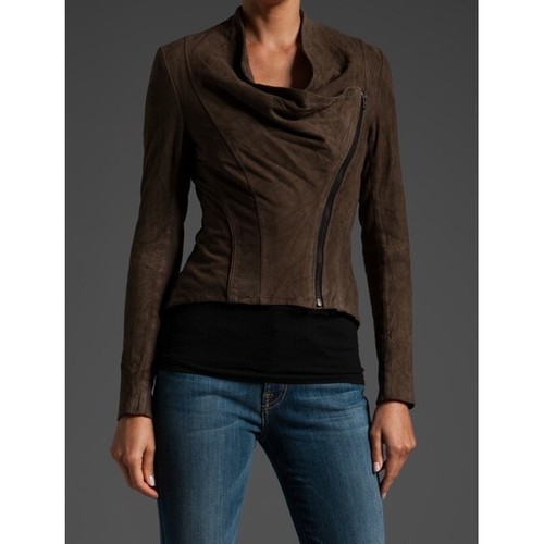 Muubaa $398 Suede Leather Blazer Short Jacket EU 34 US 0/2 XS Mason Grey/Brown - Picture 16 of 16