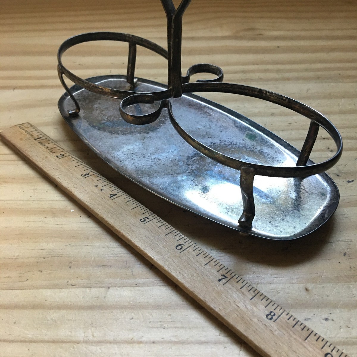 漁火 二カ国語版 z2zed1b Antique A&S Forzani B Silver Plate 2 Slots Decanter Stand