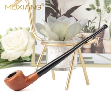MUXIANG Briarwood Churchwarden Tobacco Pipe Classic Long Stem Smoking Pipe Light