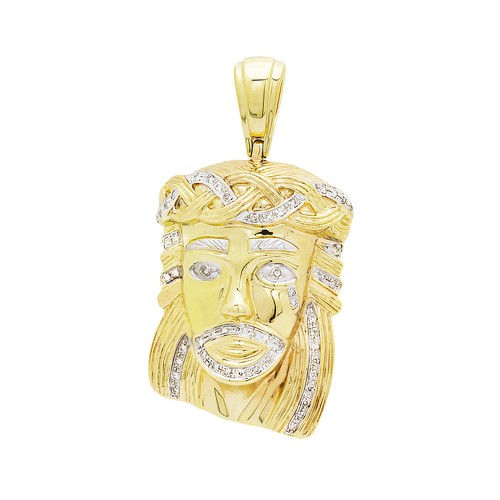 14K Yellow Gold Diamond Jesus Christ 
